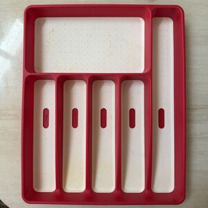 Vintage MadeSmart 6-Compartment Flatware Organizer Red&White Kitchen Drawer Tray